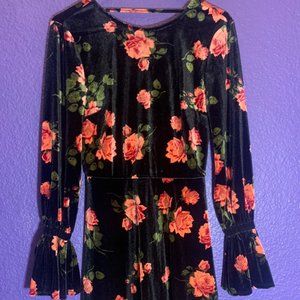 Xhilaration Floral Black & Red Dress | XS